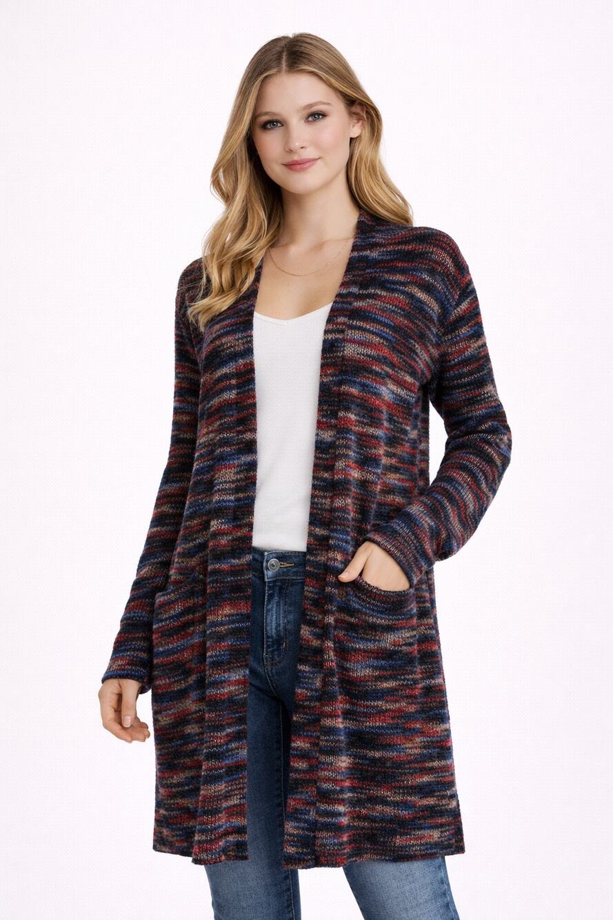 Rokoko Large Long open front cardigan sweater pockets New